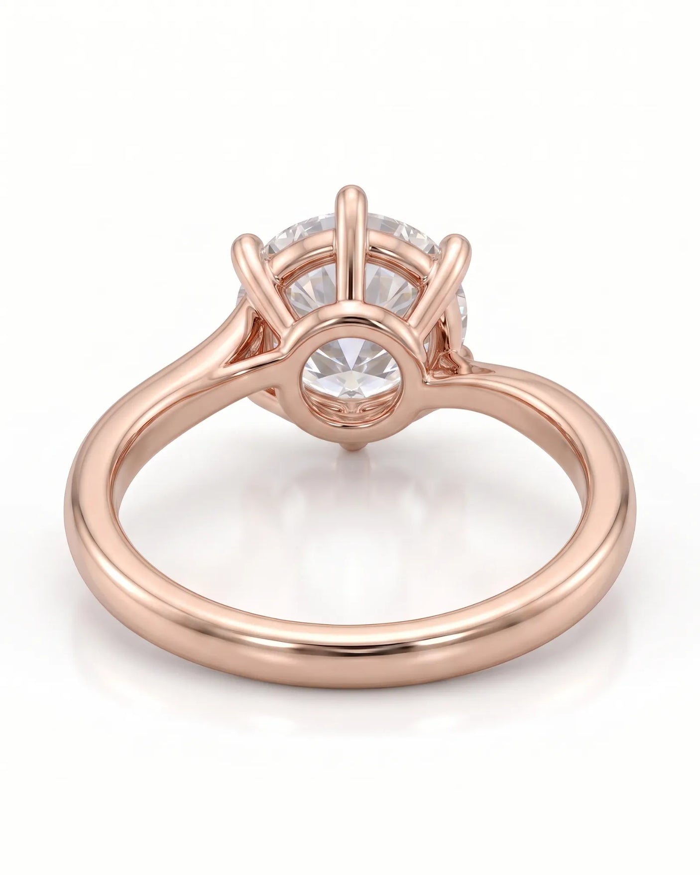 Kira lovely crown natural diamond ring in rose gold, crown basket rear view | SARATTI