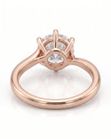 Kira lovely crown natural diamond ring in rose gold, crown basket rear view | SARATTI
