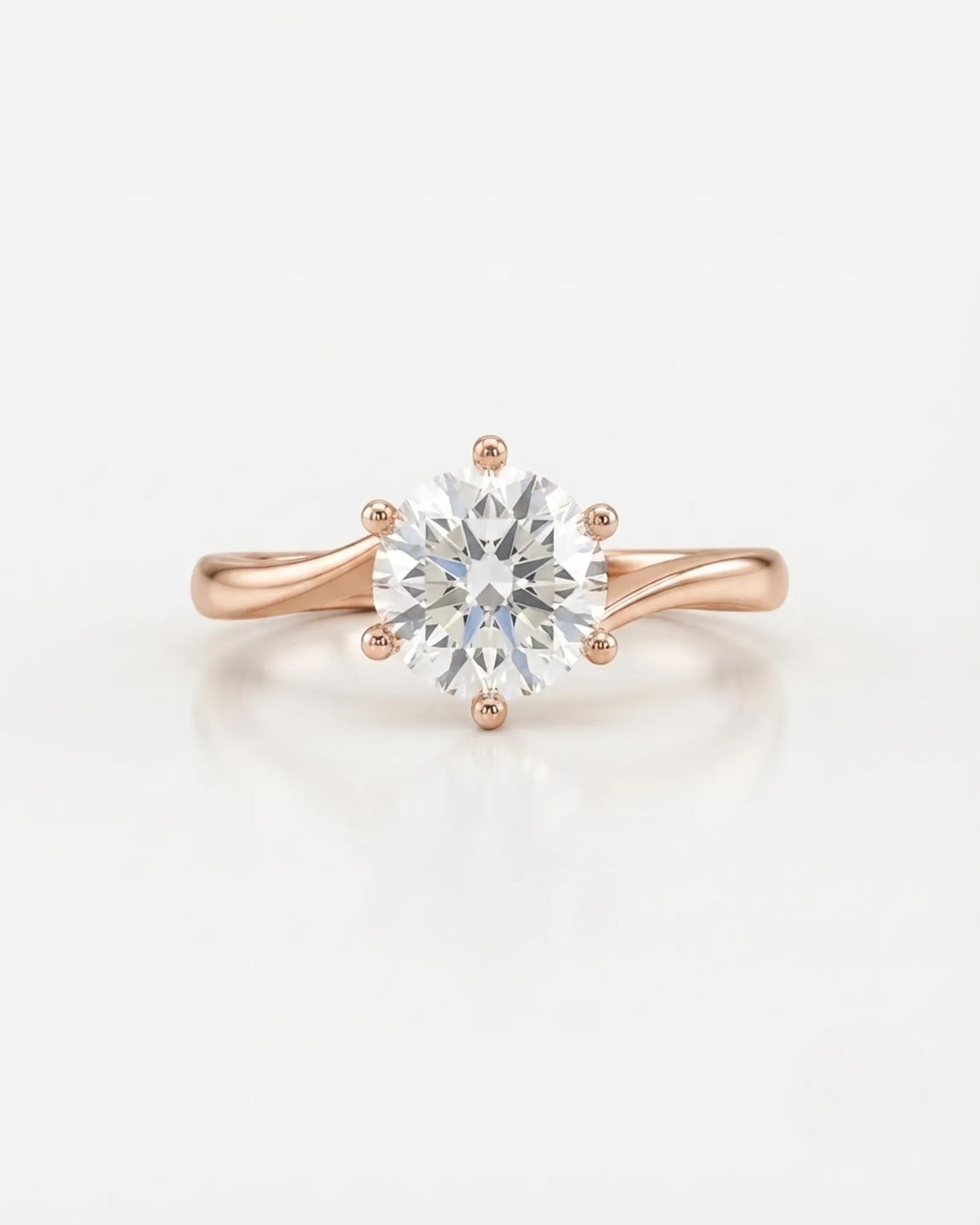 Kira lovely crown natural diamond ring in rose gold, front view | SARATTI
