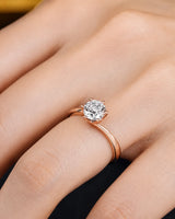 Kira lovely crown natural diamond ring in rose gold, worn on hand | SARATTI