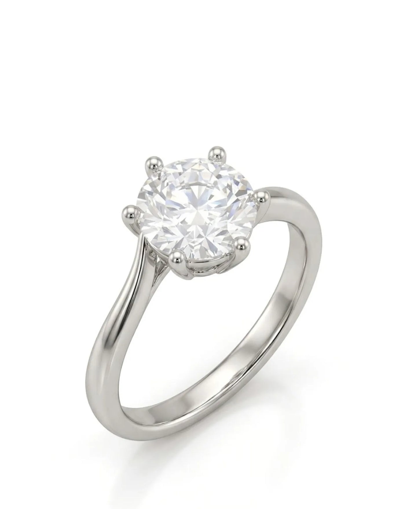Kira lovely crown natural diamond ring in white gold, 45-degree view | SARATTI
