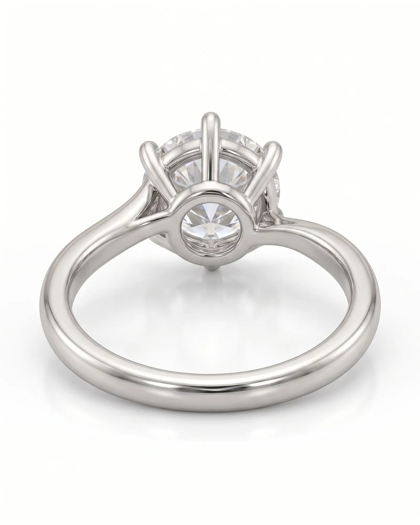 Kira lovely crown natural diamond ring in white gold, crown basket rear view | SARATTI