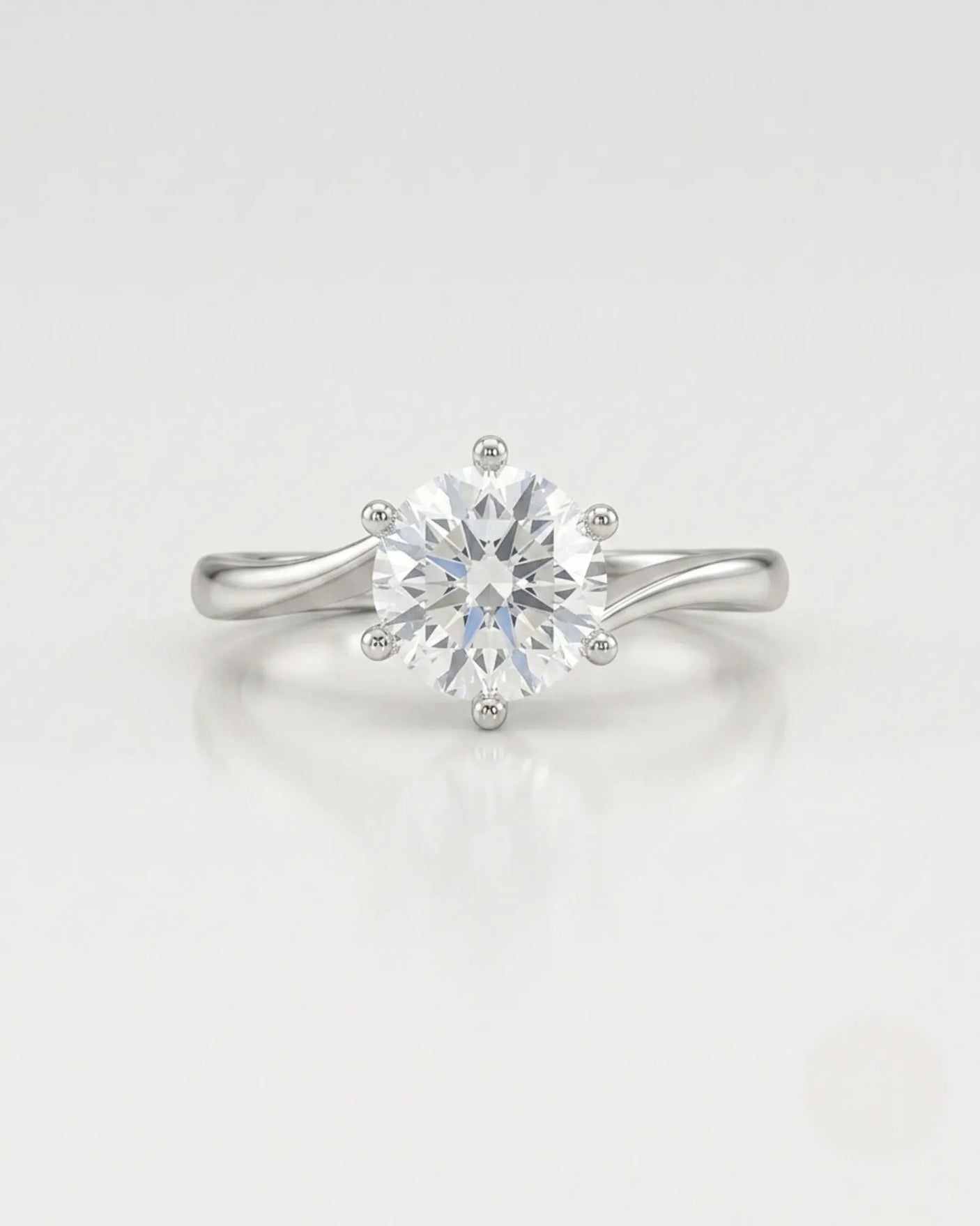 Kira lovely crown natural diamond ring in white gold, front view | SARATTI