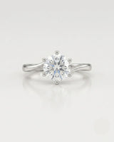 Kira lovely crown natural diamond ring in white gold, front view | SARATTI