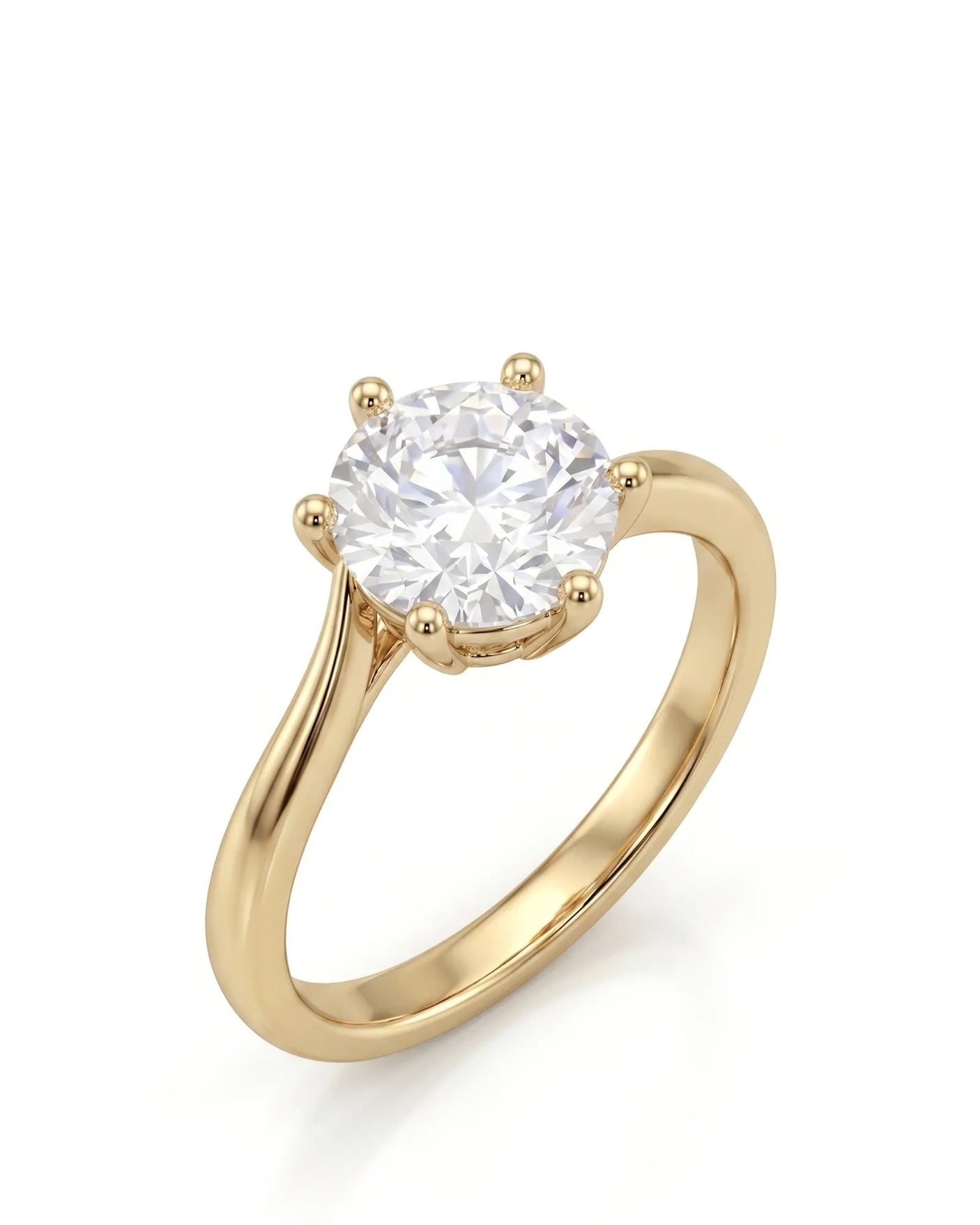 Kira lovely crown natural diamond ring in yellow gold, 45-degree view | SARATTI
