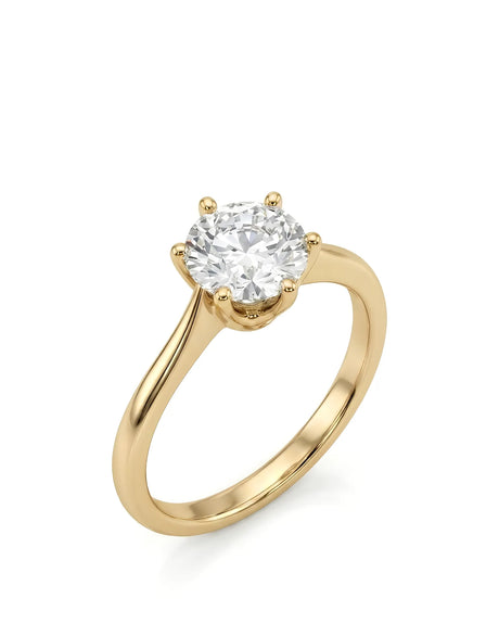 Kira lovely crown natural diamond ring in yellow gold, 45-degree view | SARATTI