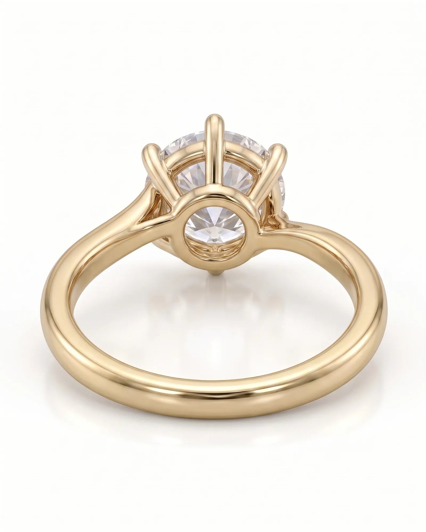 Kira lovely crown natural diamond ring in yellow gold, crown basket rear view | SARATTI