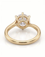 Kira lovely crown natural diamond ring in yellow gold, crown basket rear view | SARATTI