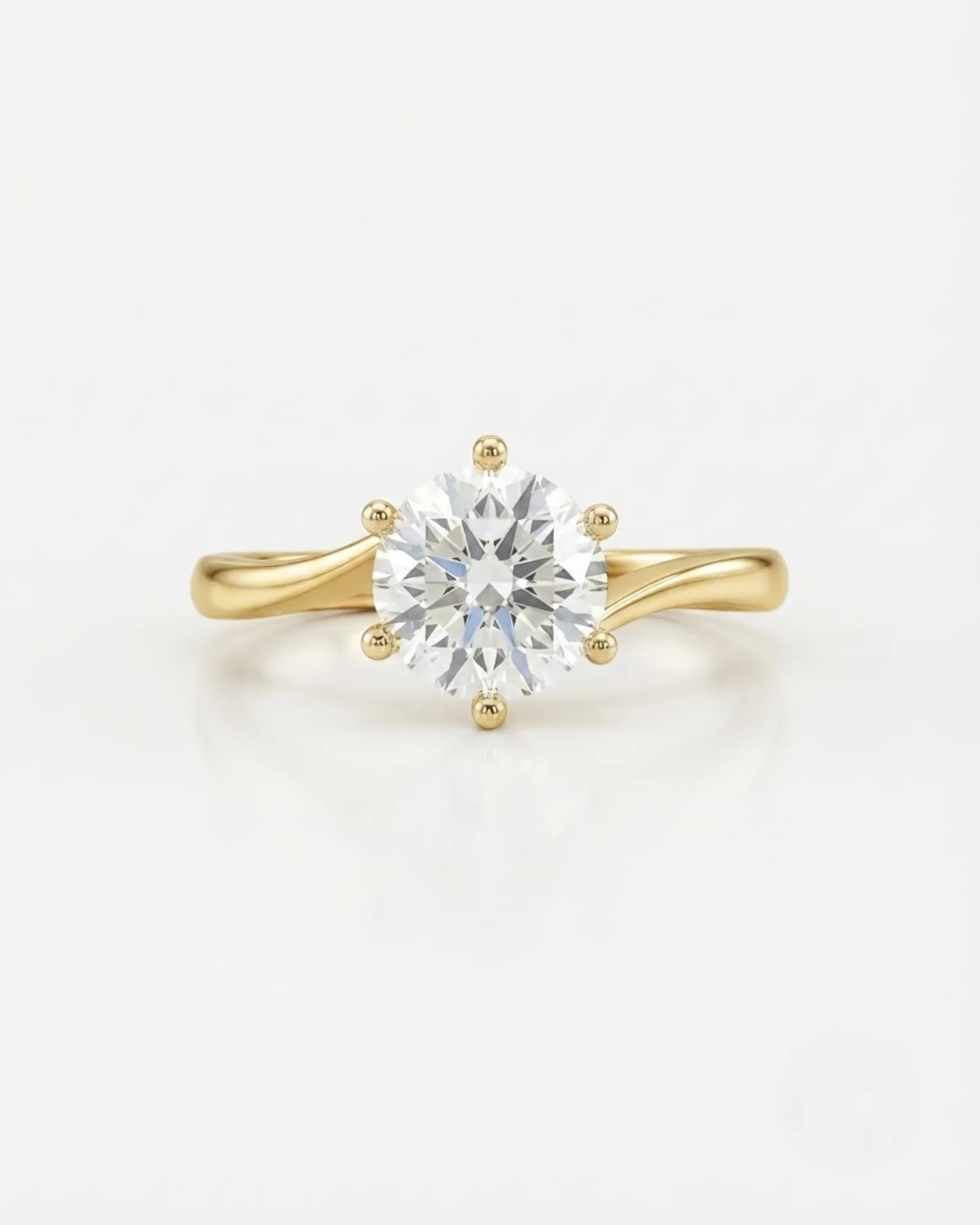 Kira lovely crown natural diamond ring in yellow gold, front view | SARATTI