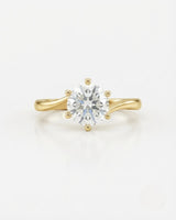 Kira lovely crown natural diamond ring in yellow gold, front view | SARATTI
