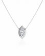 SOLARA Bezel-Set Marquise Cut solitaire necklace setting in white gold, front view | SARATTI