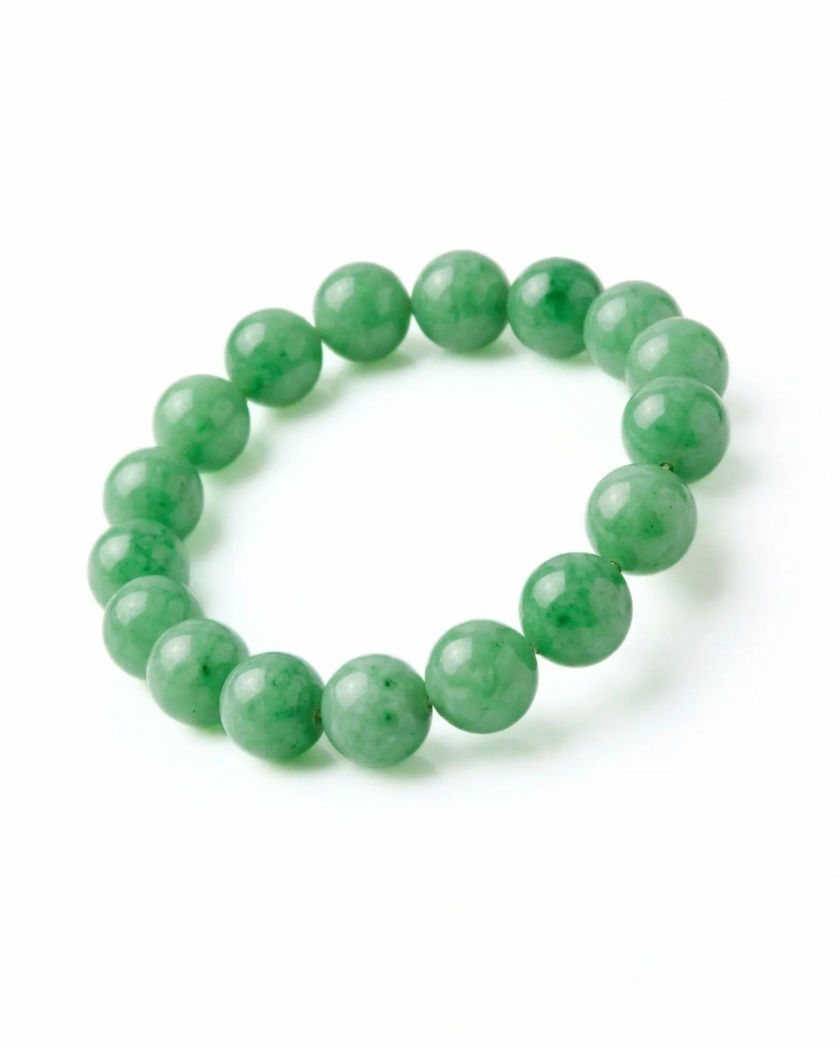 LUCIA 9.8 mm jadeite bead bracelet shown in full circular silhouette | SARATTI