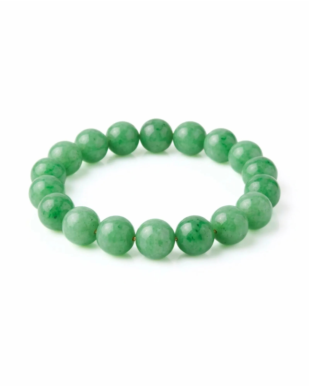 LUCIA apple green jadeite bead bracelet with polished 9.8 mm round beads | SARATTI