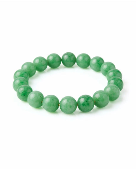LUCIA apple green jadeite bead bracelet with polished 9.8 mm round beads | SARATTI