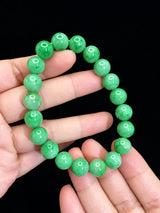 Apple green jadeite stretch bracelet with continuous round bead design | SARATTI