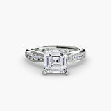 LUMIÈRE – Asscher Cut Diamond Band Solitaire Ring Setting in 950 Platinum | SARATTI