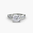 LUMIÈRE – Asscher Cut Diamond Band Solitaire Ring Setting in White Gold | SARATTI