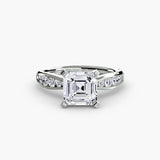 LUMIÈRE – Asscher Cut Diamond Band Solitaire Ring Setting in White Gold | SARATTI