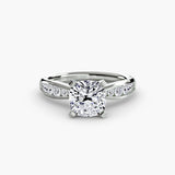 LUMIÈRE Cushion Cut diamond band solitaire ring setting in 950 Platinum | SARATTI