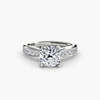 LUMIÈRE Cushion Cut diamond band solitaire ring setting in White Gold | SARATTI