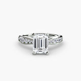 LUMIÈRE Emerald Cut Diamond Band Solitaire Ring Setting in 950 Platinum | SARATTI