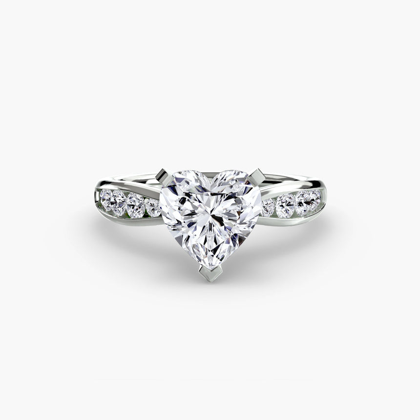 LUMIÈRE Heart Cut Diamond Band Solitaire Ring Setting in 950 Platinum | SARATTI