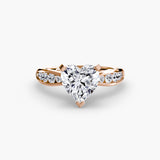 LUMIÈRE Heart Cut Diamond Band Solitaire Ring Setting in Rose Gold | SARATTI