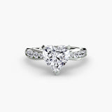 LUMIÈRE Heart Cut Diamond Band Solitaire Ring Setting in White Gold | SARATTI