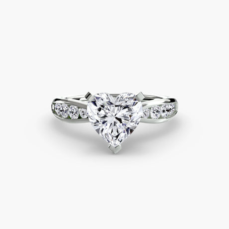 LUMIÈRE Heart Cut Diamond Band Solitaire Ring Setting in White Gold | SARATTI