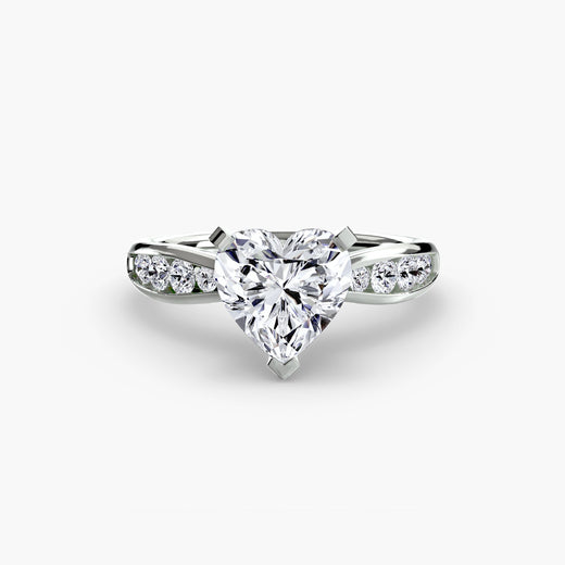LUMIÈRE Heart Cut Diamond Band Solitaire Ring Setting in White Gold | SARATTI