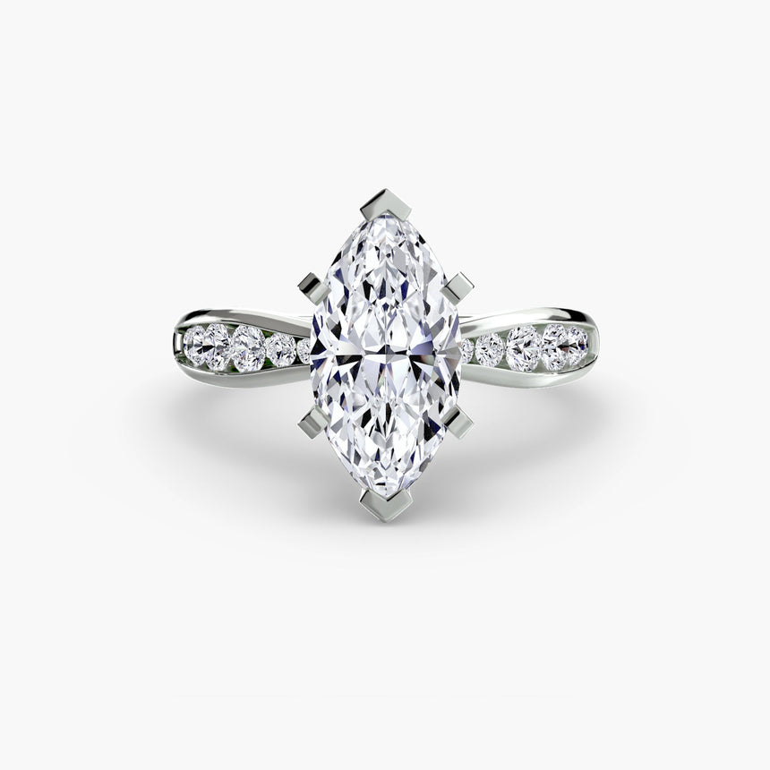 LUMIÈRE – Marquise Cut Diamond Band Solitaire Ring Setting in 950 Platinum | SARATTI