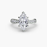 LUMIÈRE – Marquise Cut Diamond Band Solitaire Ring Setting in White Gold | SARATTI