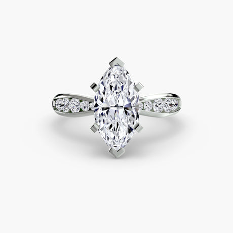 LUMIÈRE – Marquise Cut Diamond Band Solitaire Ring Setting in White Gold | SARATTI