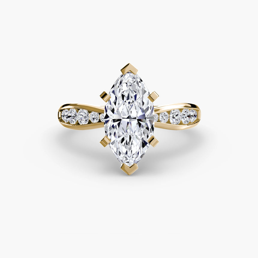 LUMIÈRE – Marquise Cut Diamond Band Solitaire Ring Setting in Yellow Gold | SARATTI