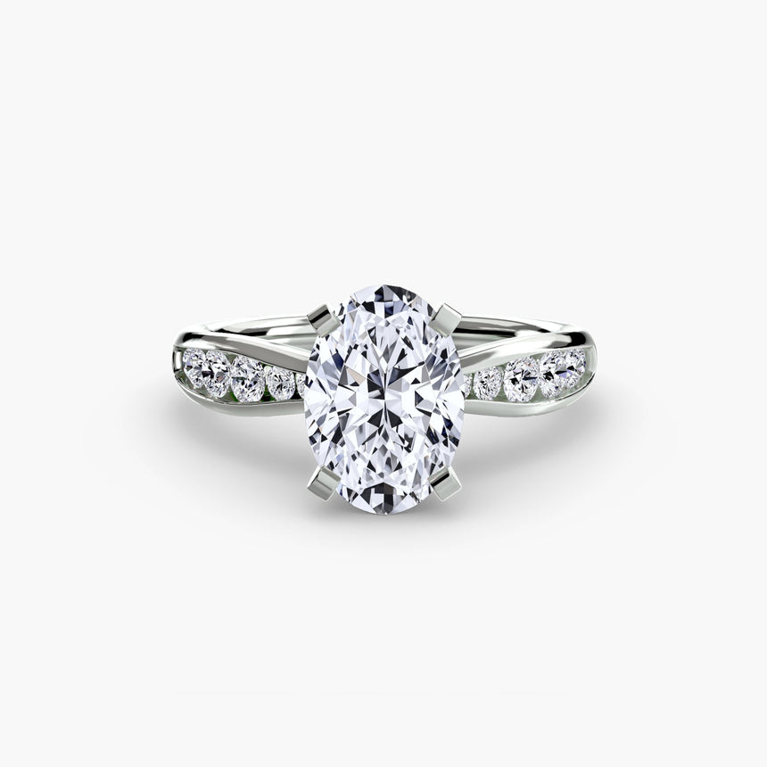 LUMIÈRE oval cut channel-set solitaire ring setting in platinum | SARATTI
