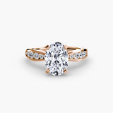 LUMIÈRE oval cut channel-set solitaire ring setting in rose gold | SARATTI