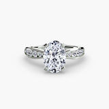 LUMIÈRE oval cut channel-set solitaire ring setting in white gold | SARATTI