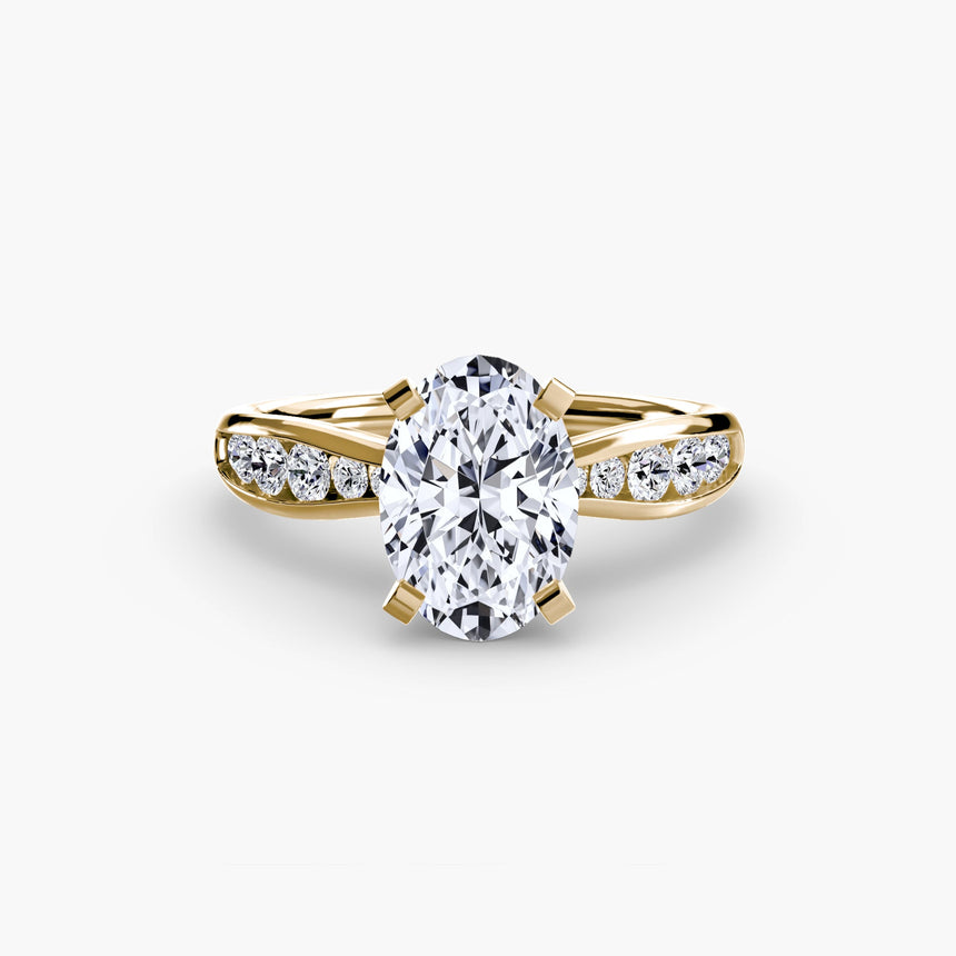 LUMIÈRE oval cut channel-set solitaire ring setting in yellow gold | SARATTI