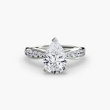 LUMIÈRE – Pear Cut Diamond Band Solitaire Ring Setting in 950 Platinum | SARATTI