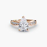 LUMIÈRE – Pear Cut Diamond Band Solitaire Ring Setting in Rose Gold | SARATTI