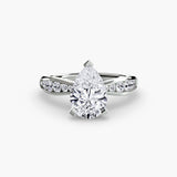 LUMIÈRE – Pear Cut Diamond Band Solitaire Ring Setting in White Gold | SARATTI