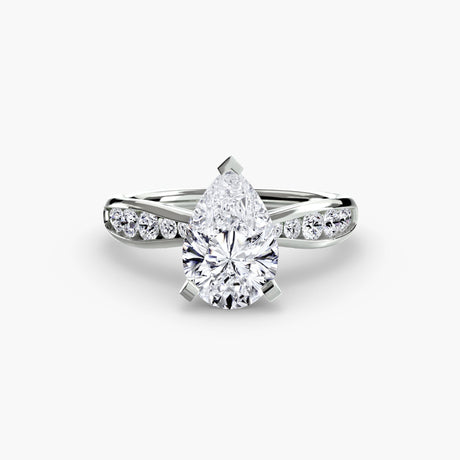 LUMIÈRE – Pear Cut Diamond Band Solitaire Ring Setting in White Gold | SARATTI