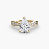 LUMIÈRE – Pear Cut Diamond Band Solitaire Ring Setting in Yellow Gold | SARATTI