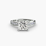 LUMIÈRE – Princess Cut Diamond Band Solitaire Ring Setting in 950 Platinum | SARATTI