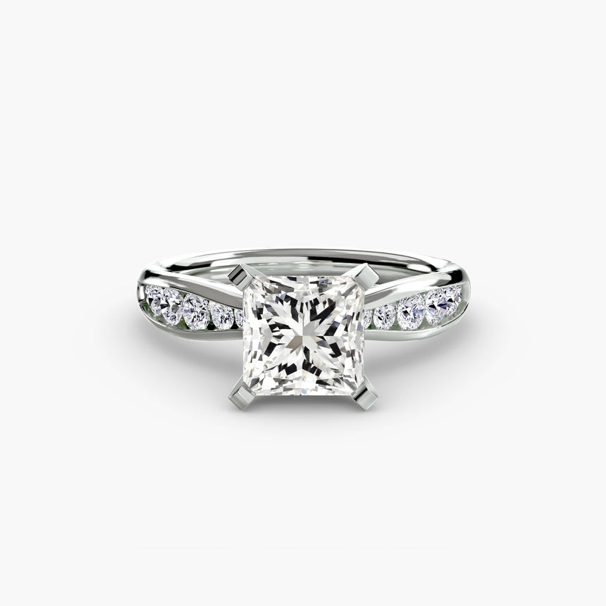 LUMIÈRE – Princess Cut Diamond Band Solitaire Ring Setting in 950 Platinum | SARATTI