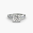 LUMIÈRE – Princess Cut Diamond Band Solitaire Ring Setting in White Gold | SARATTI