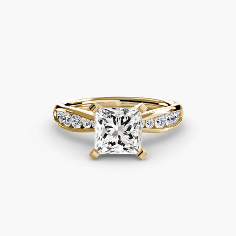 LUMIÈRE – Princess Cut Diamond Band Solitaire Ring Setting in Yellow Gold | SARATTI