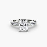 LUMIÈRE Radiant Cut Diamond Band Solitaire Ring Setting in 950 Platinum | SARATTI