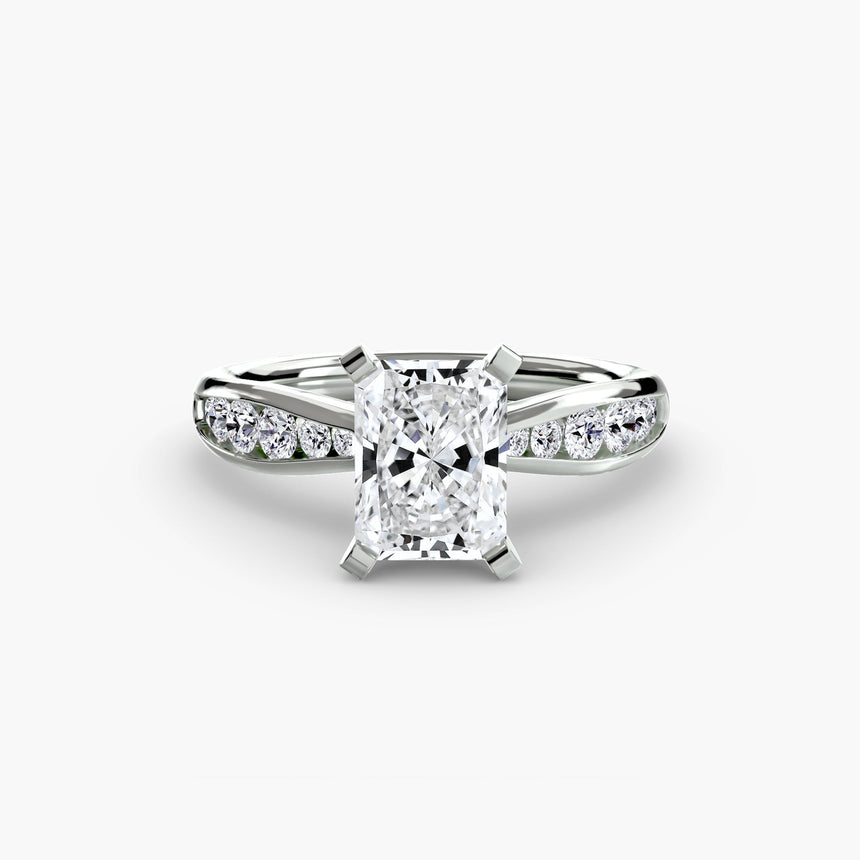 LUMIÈRE Radiant Cut Diamond Band Solitaire Ring Setting in 950 Platinum | SARATTI