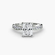 LUMIÈRE Radiant Cut Diamond Band Solitaire Ring Setting in White Gold | SARATTI